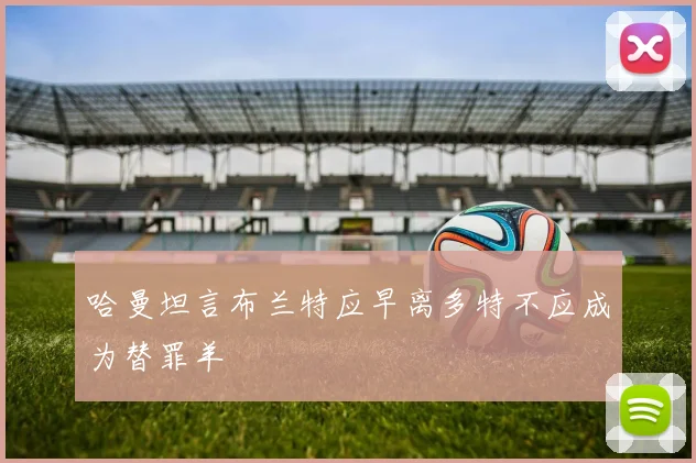 哈曼坦言布兰特应早离多特不应成为替罪羊